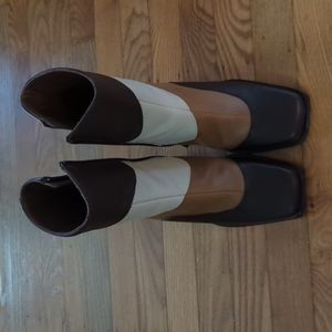 Alohas South Patchwork Kaleidoscope Coffee Brown boots, size 6